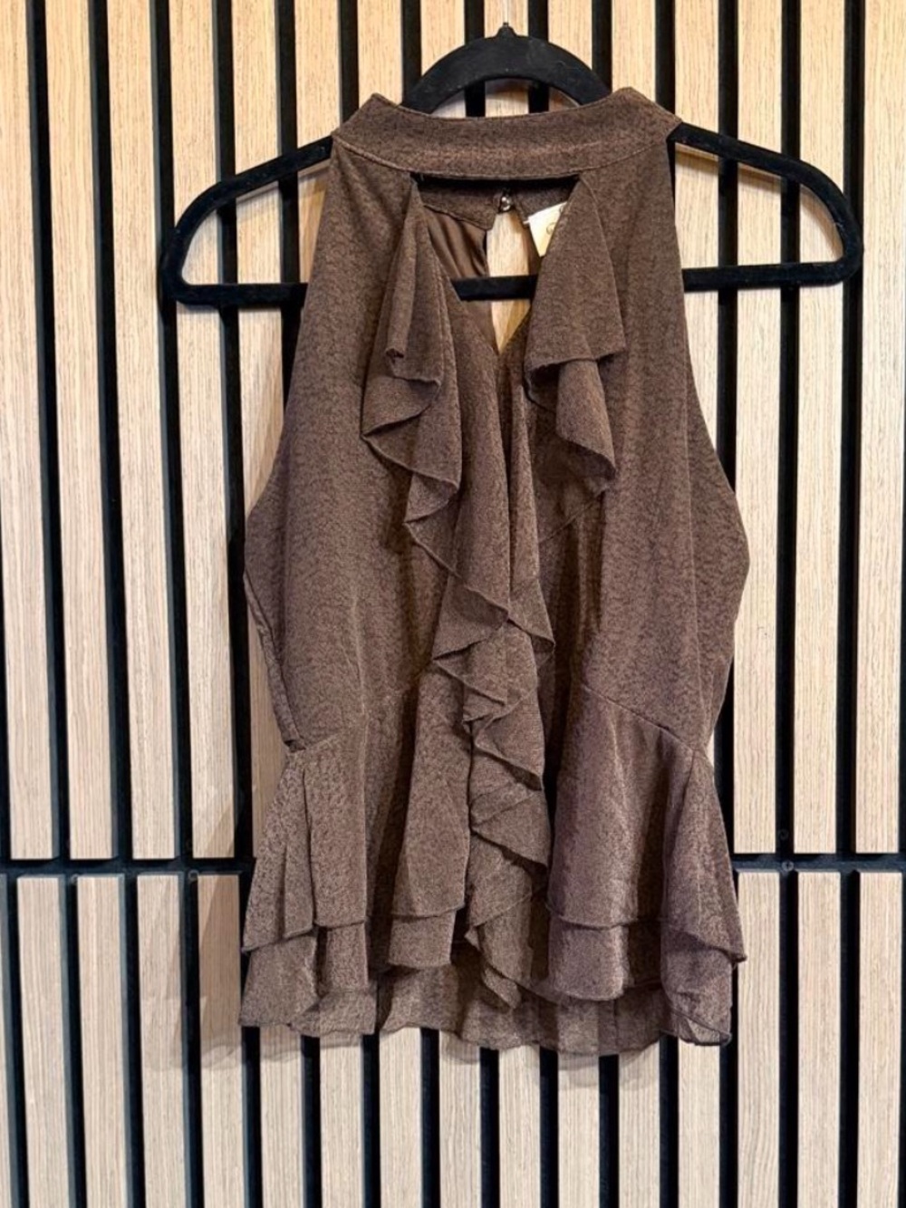 Ember Brown Peplum Ruffle Top